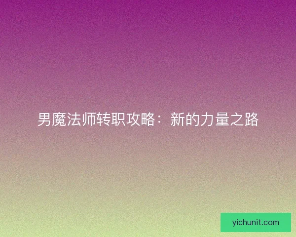 男魔法师转职攻略：新的力量之路