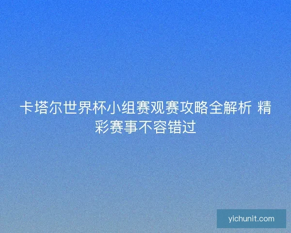 卡塔尔世界杯小组赛观赛攻略全解析 精彩赛事不容错过