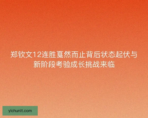 郑钦文12连胜戛然而止背后状态起伏与新阶段考验成长挑战来临
